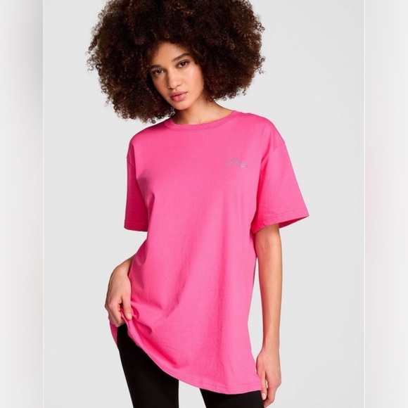 NEW X-Large PINK CAMPUS BLING COTTON TEE  Limited Edition IN CARMINE ROSE Bling - Picture 2 of 4